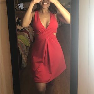 Express Red Skater Dress with Cutout Sides Size 6